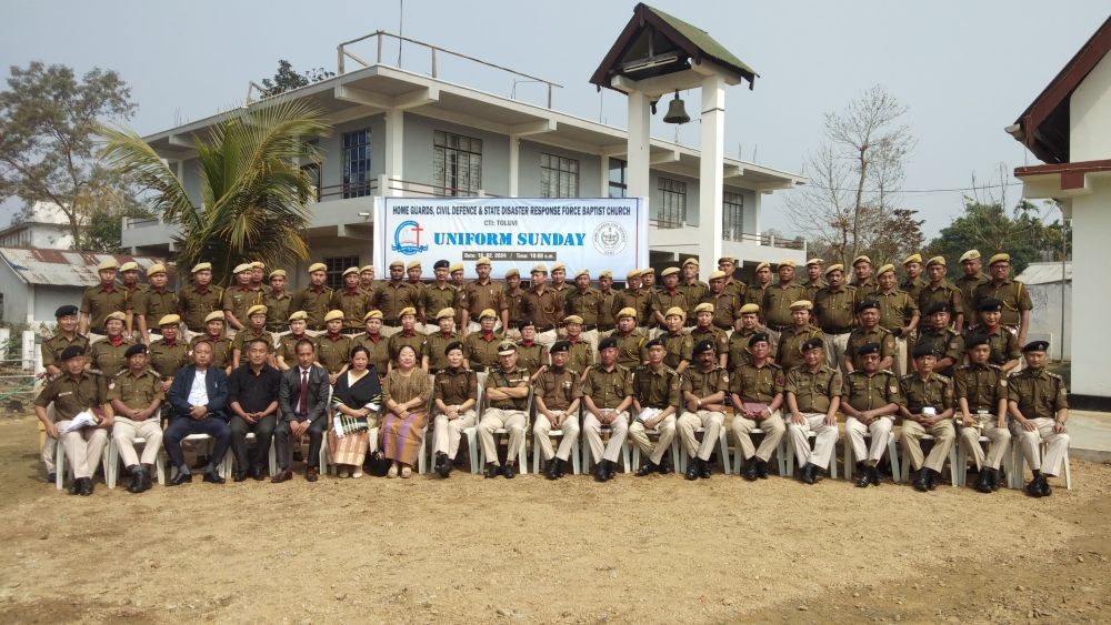 Home Guards, Civil Defense & SDRF Baptist Church at Central Training Institute, Dimapur, held its Annual Uniform Sunday Service on February 18.
